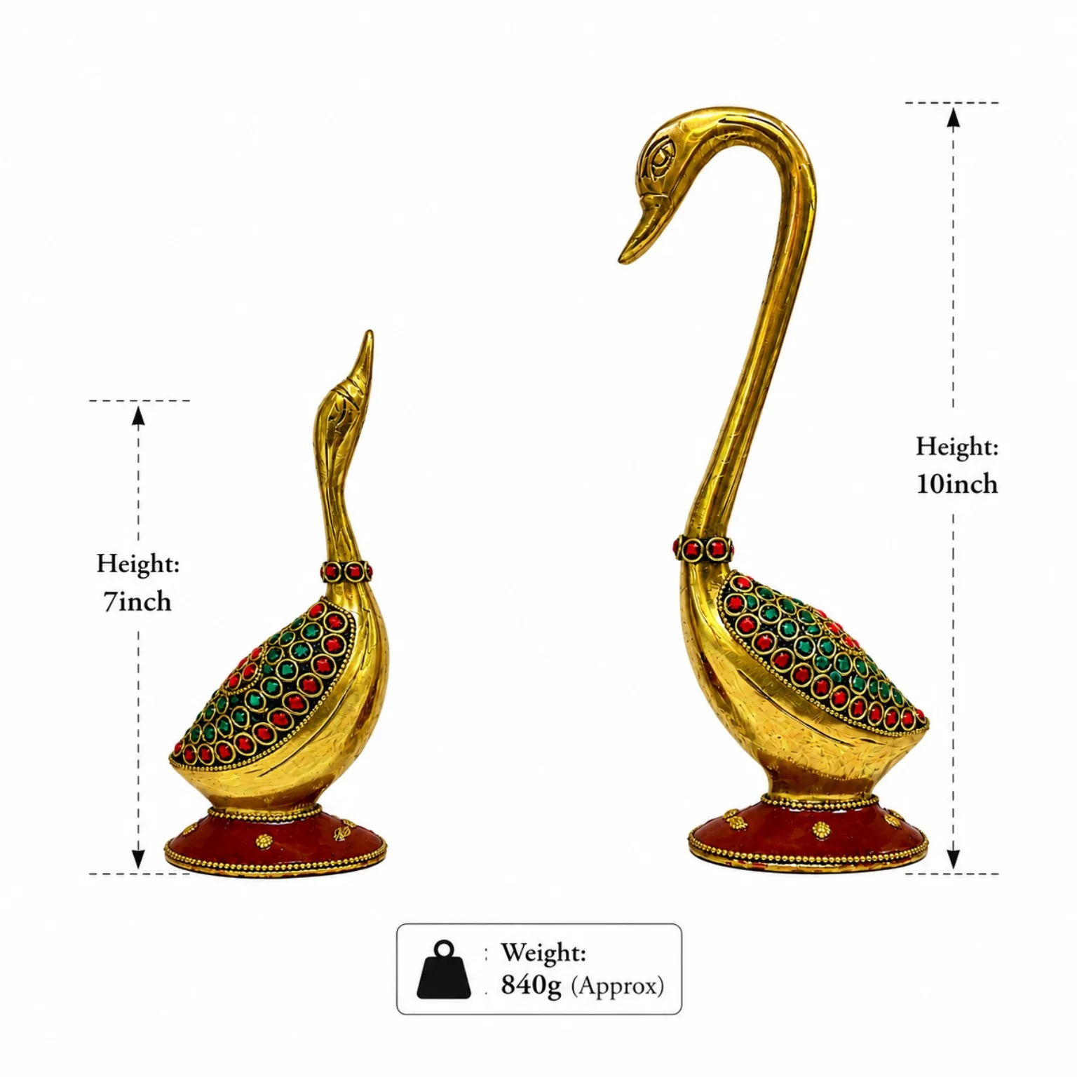 Brass Swan Showpiece Set – Stunning 2-Piece Decorative Swans | CraftyRootz - Image 3