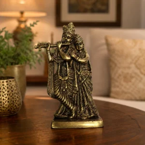 brass radha krishna flute idol