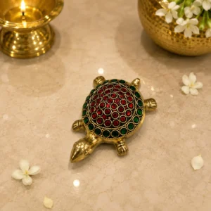 Stone studded brass turtle