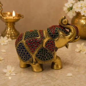 stone studded brass elephant