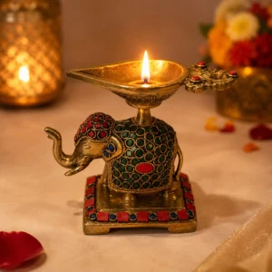 brass elephant diya