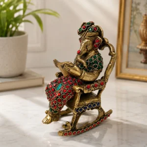 brass ganesha reading idol