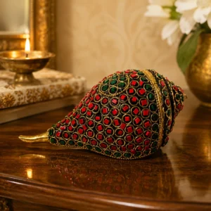 stone studded brass conch