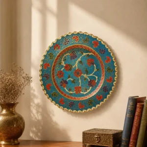 10 inch brass wall plate handcrafted floral design