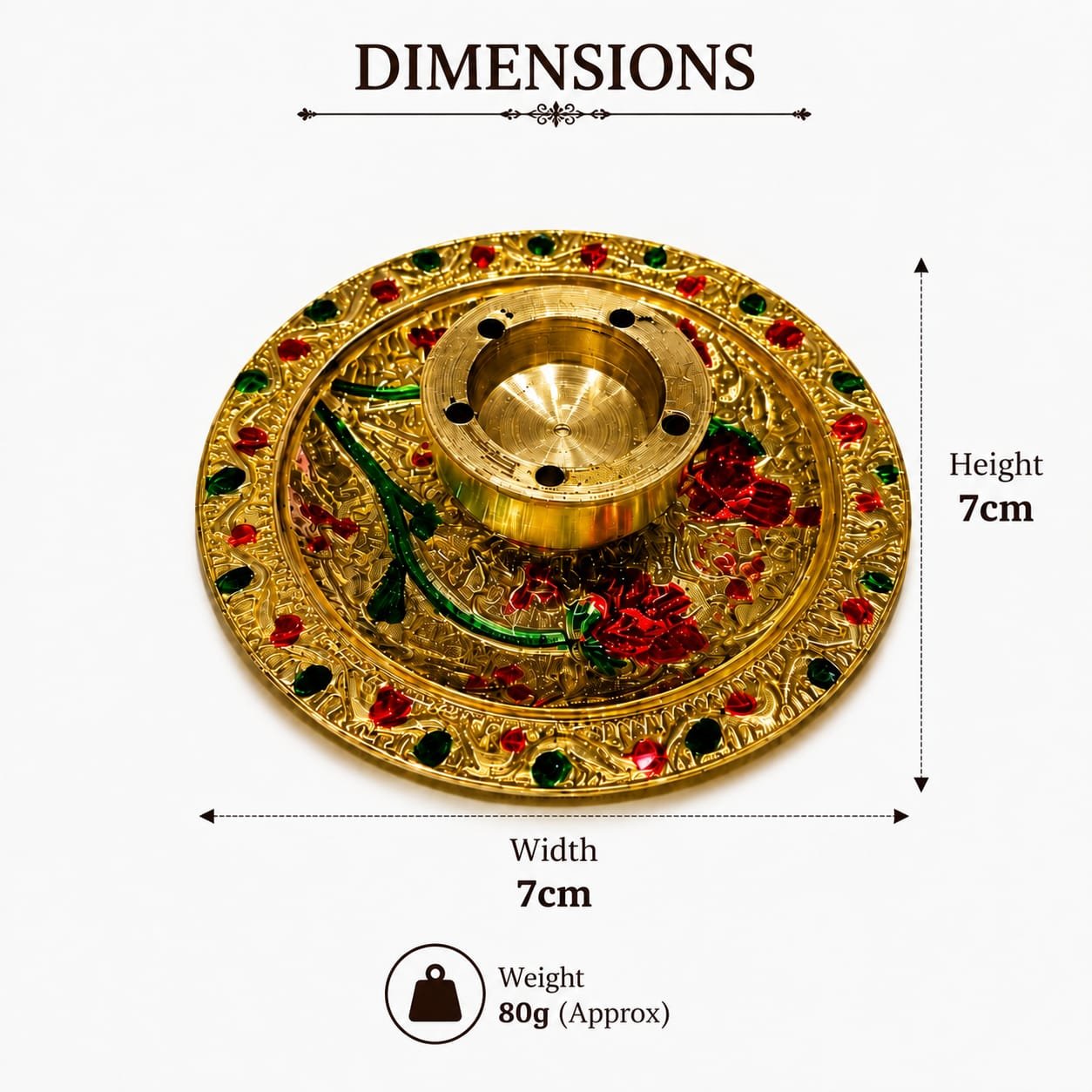 Brass Incense Holder – Stunning 7cm Traditional Pooja Stand | CraftyRootz - Image 3