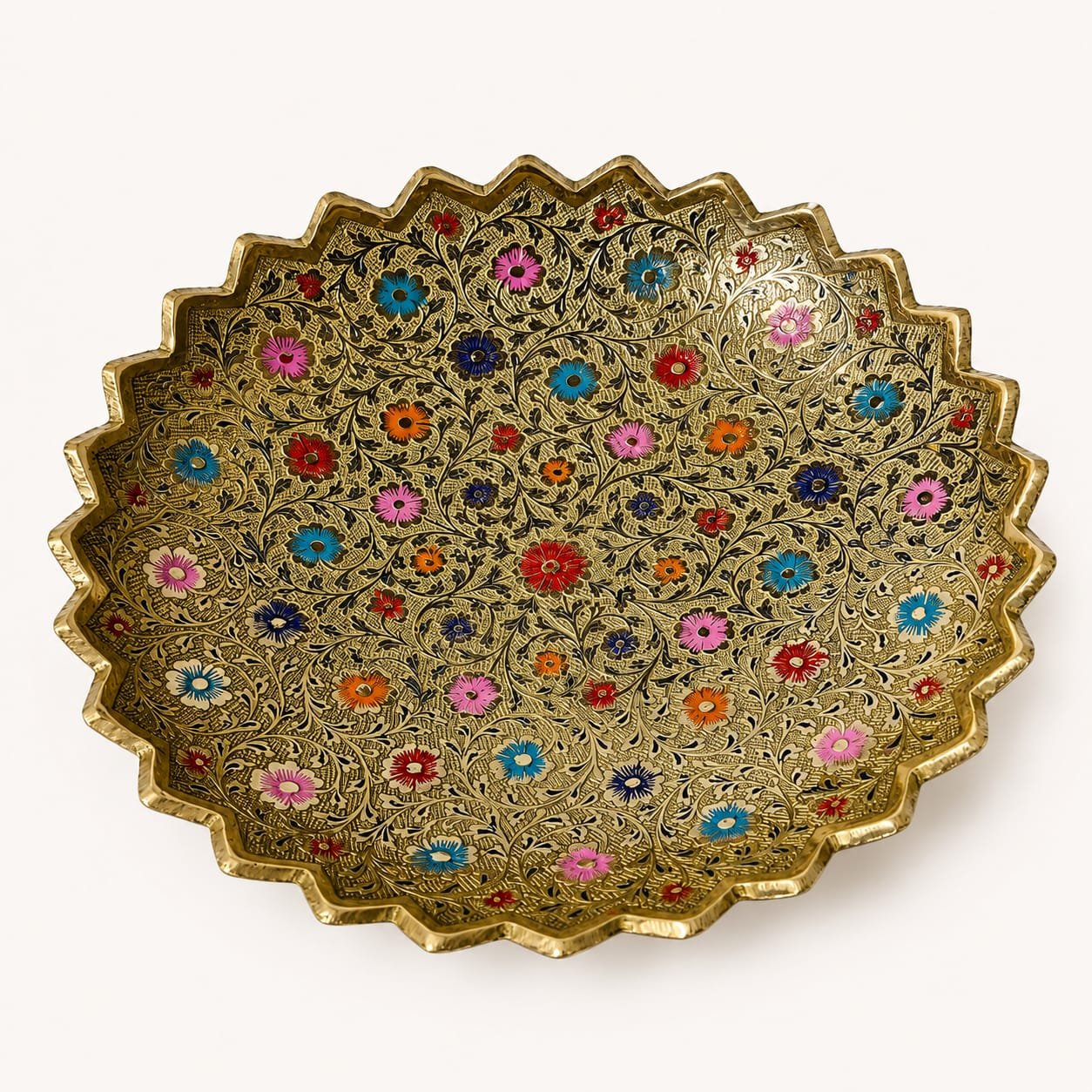 Brass Decorative Bowl – Stunning 9 Inch Floral Brass Showpiece | CraftyRootz - Image 3
