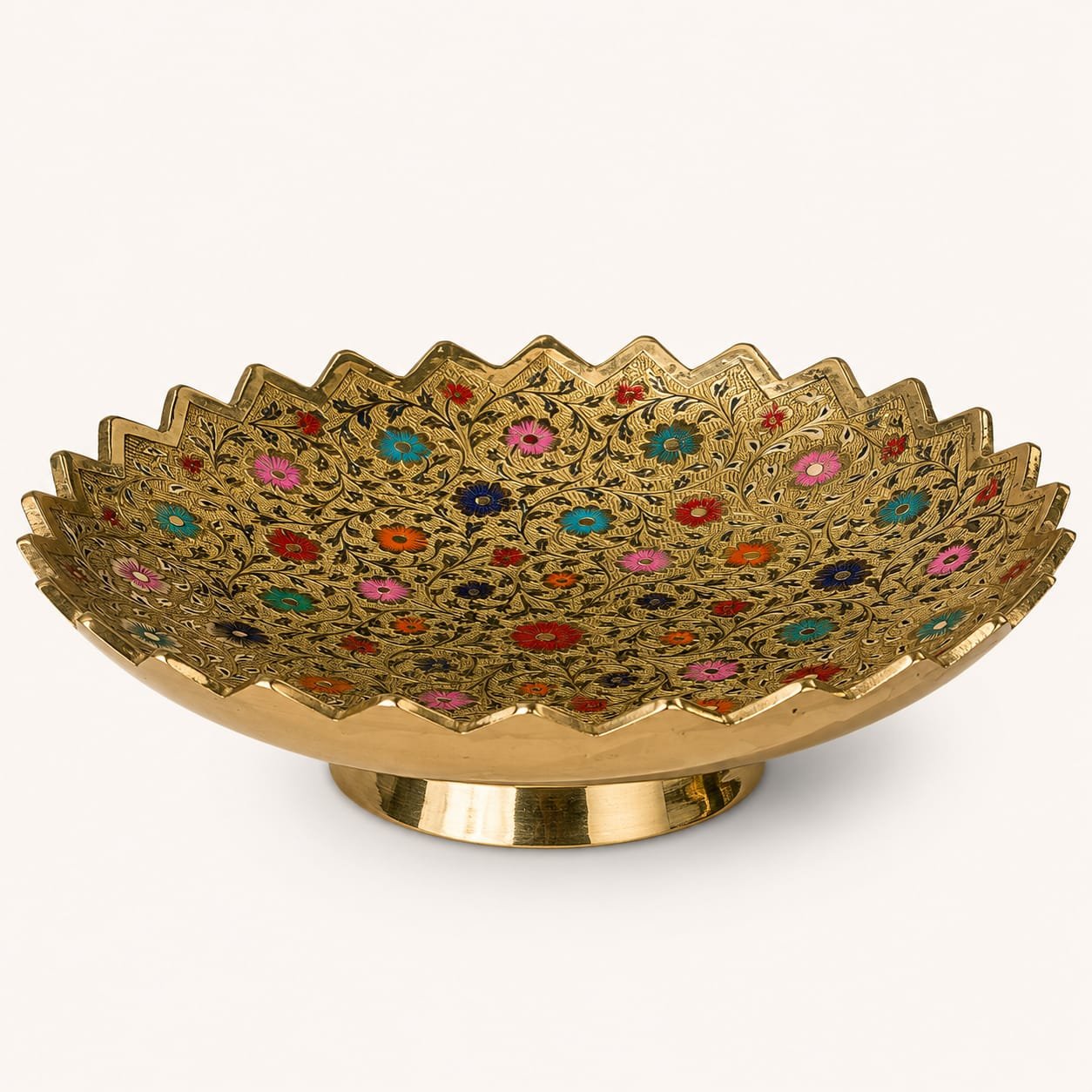 Brass Decorative Bowl – Stunning 9 Inch Floral Brass Showpiece | CraftyRootz - Image 2