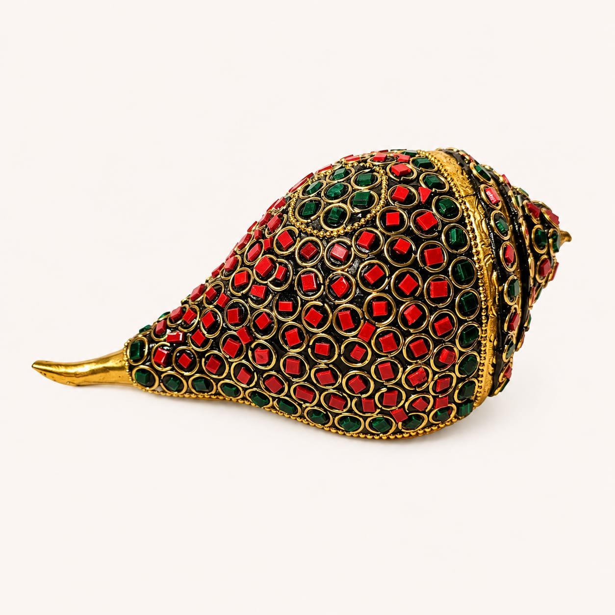Stone Studded Brass Conch – Exclusive 6 Inch Decorative Shankh | CraftyRootz - Image 2