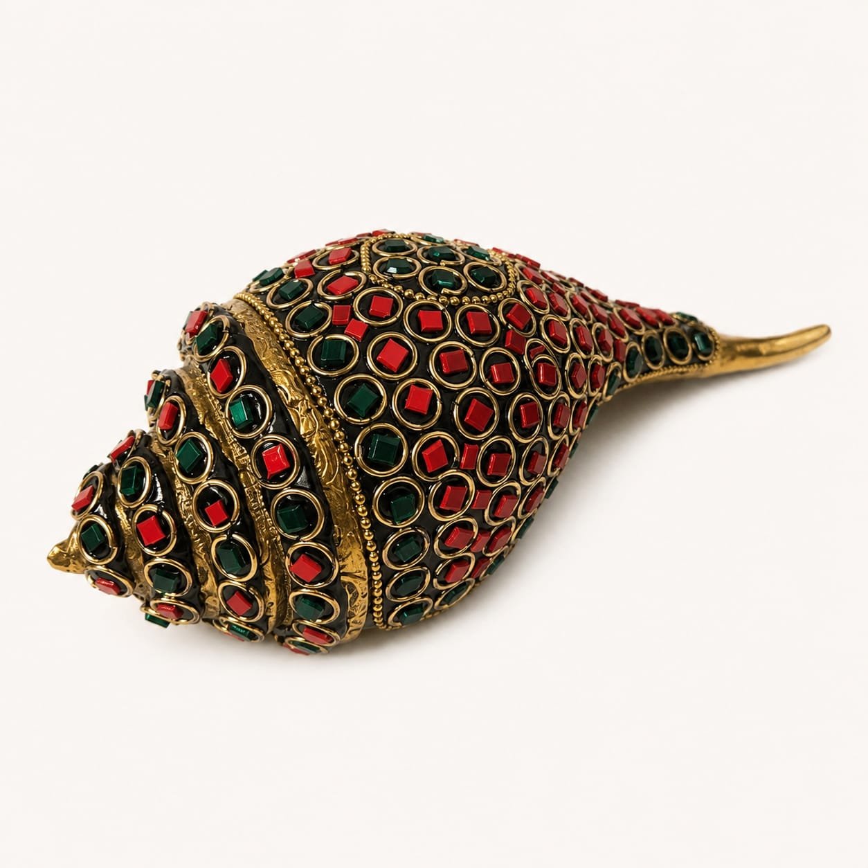 Stone Studded Brass Conch – Exclusive 6 Inch Decorative Shankh | CraftyRootz - Image 3