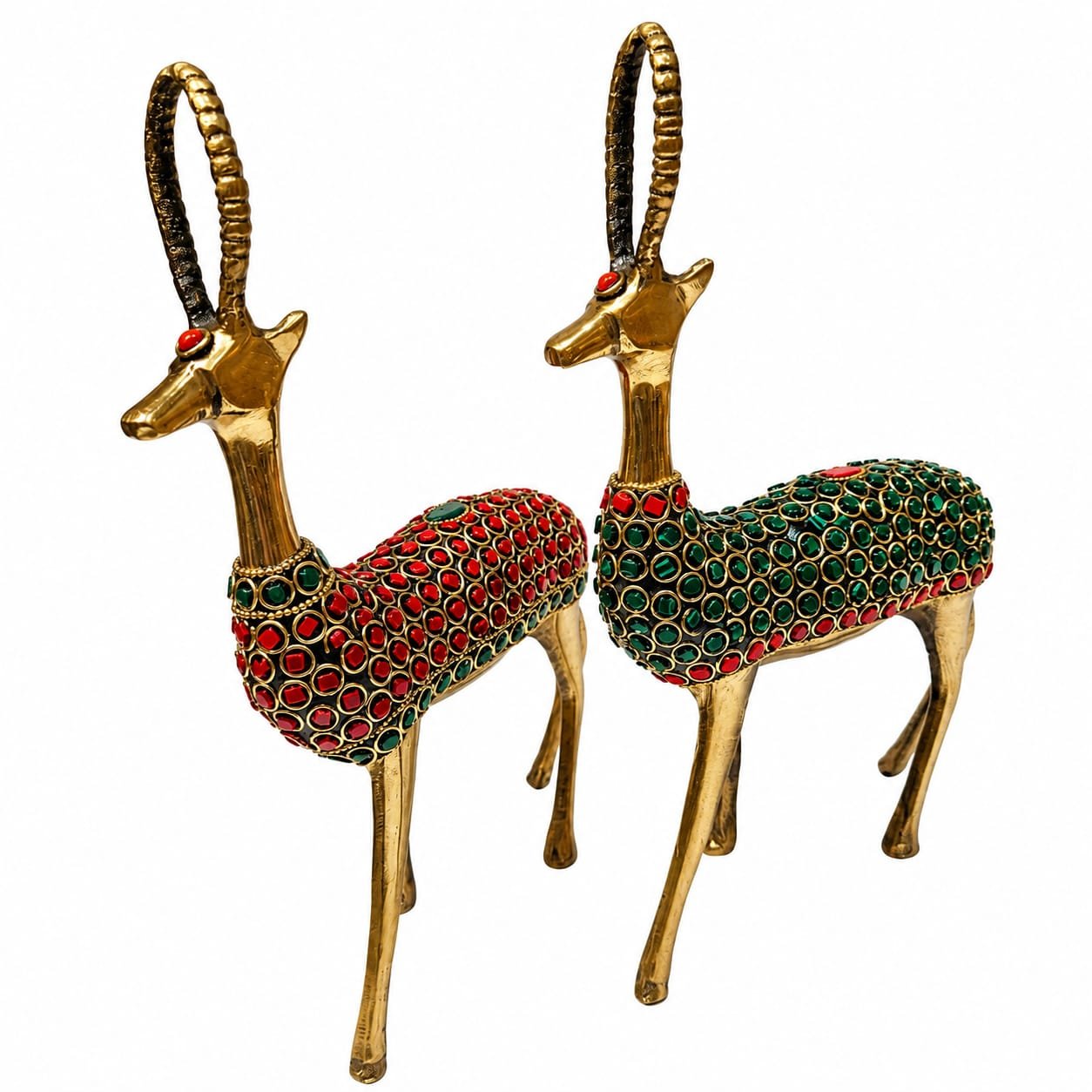 Stone Studded Brass Deer Pair – Exquisite 9 Inch Showpiece | CraftyRootz - Image 3