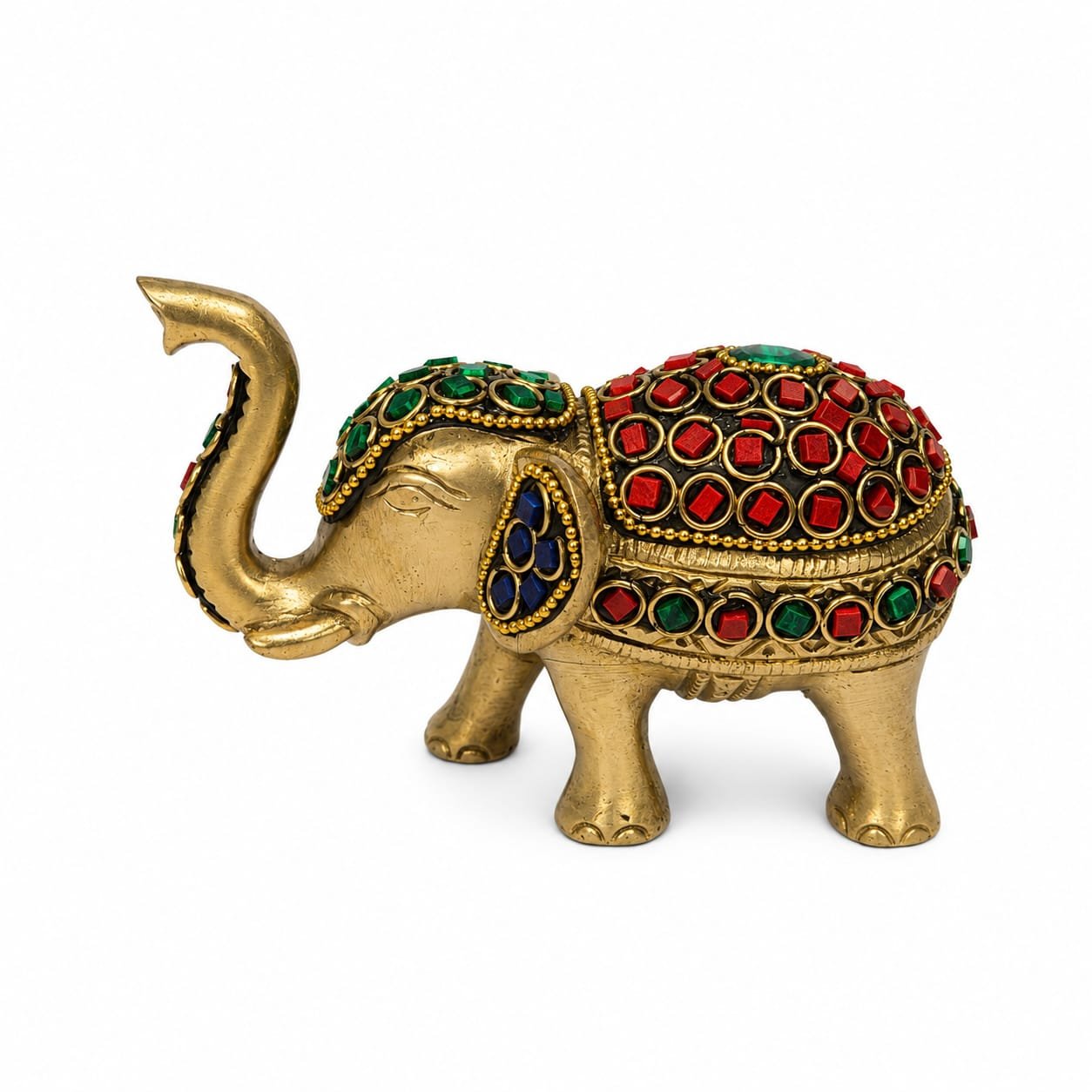 Stone Studded Brass Elephant Showpiece – Beautiful 3 Inch Decor | CraftyRootz - Image 3