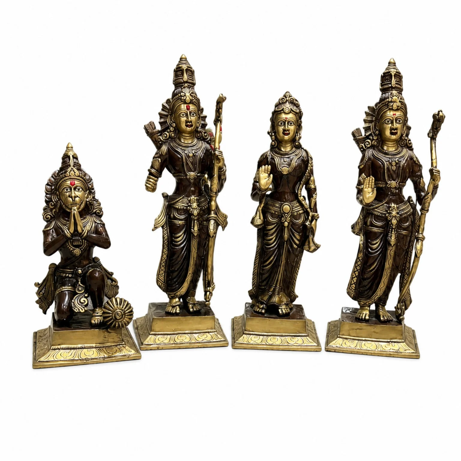 Brass Ram Darbar Idol Set – Exclusive 4-Piece Handcrafted Pooja Decor | CraftyRootz - Image 2
