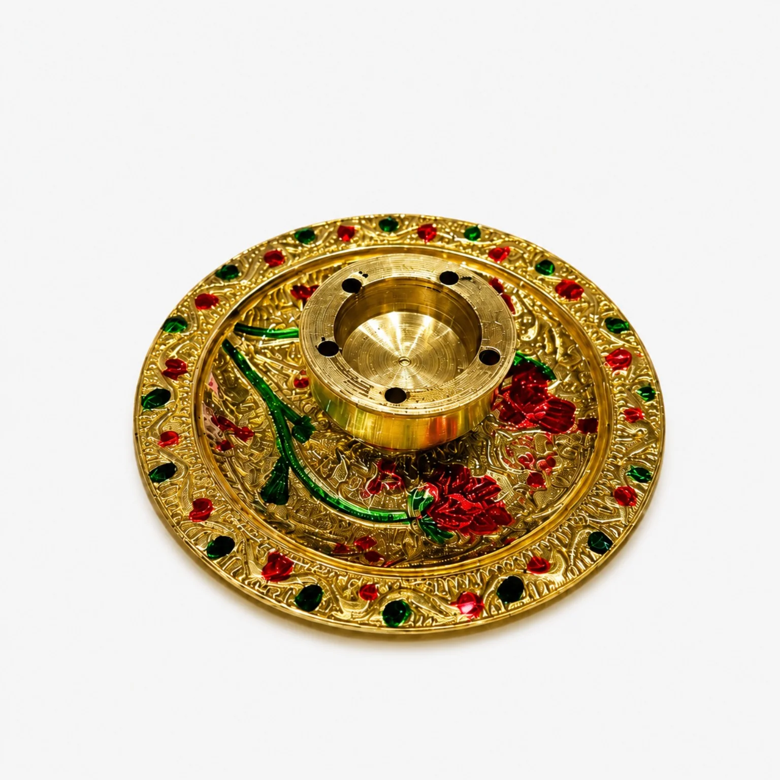 Brass Incense Holder – Stunning 7cm Traditional Pooja Stand | CraftyRootz - Image 2