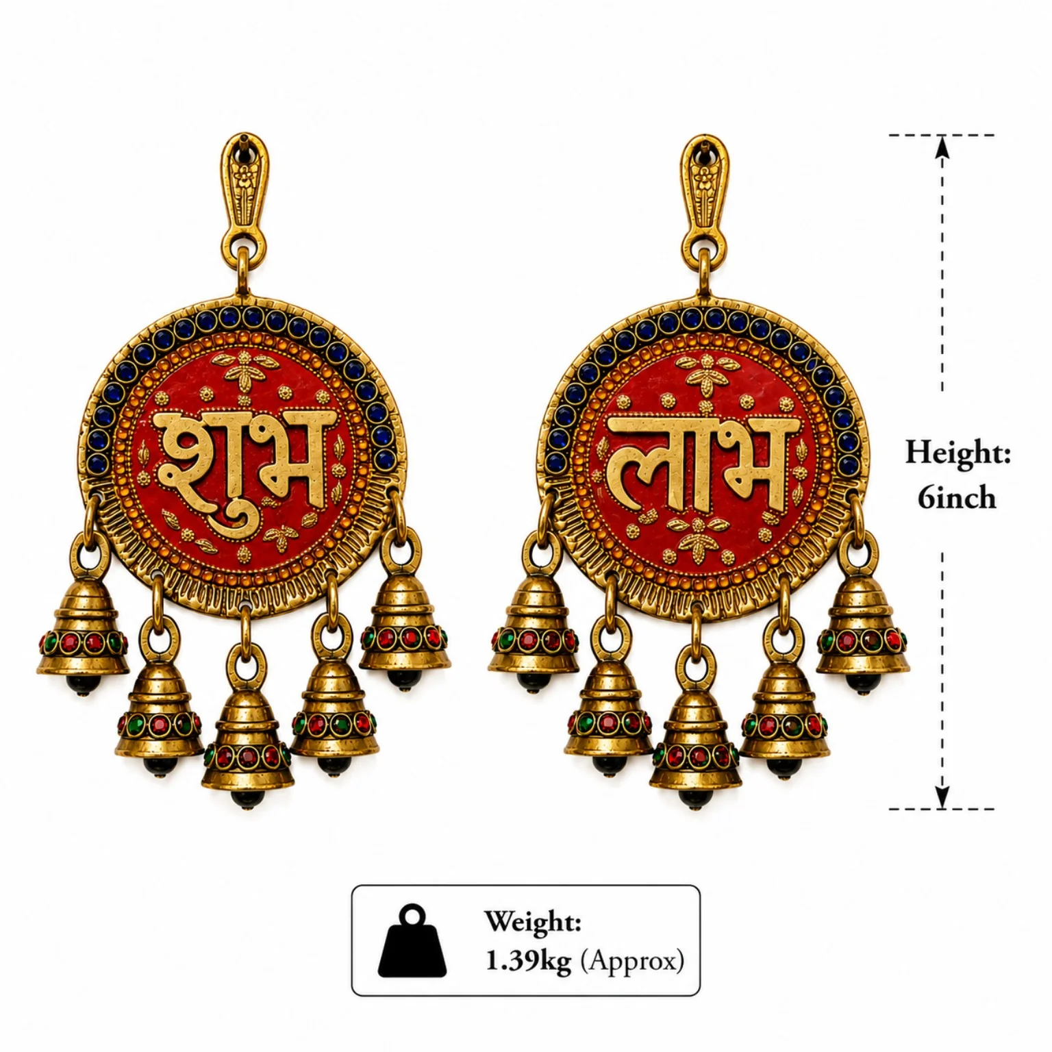 Brass Shubh Labh Wall Hanging – Beautiful Premium 6 Inch Bells | CraftyRootz - Image 5