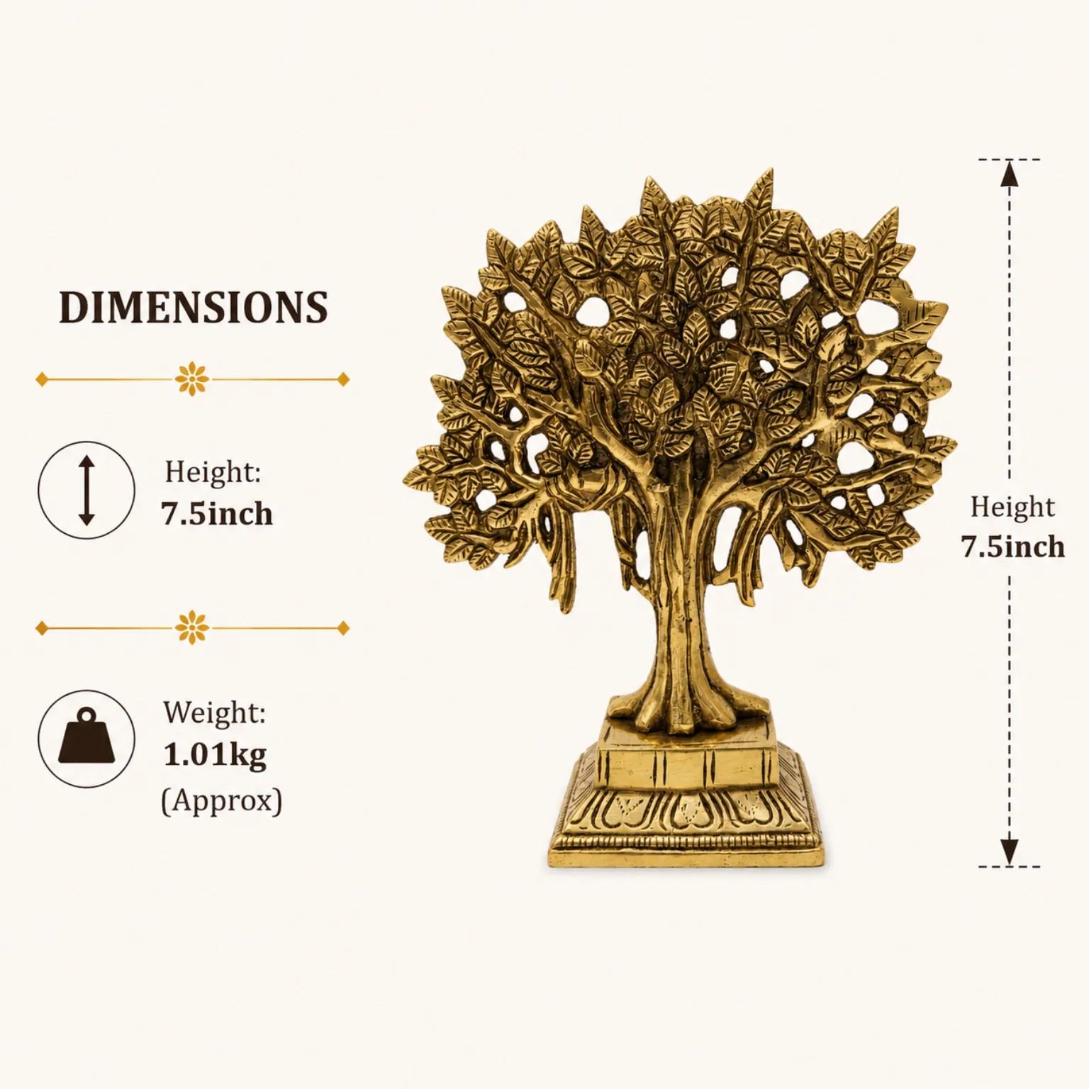 Brass Tree of Life Showpiece – Stunning 7.5 Inch Decorative Tree | CraftyRootz - Image 3