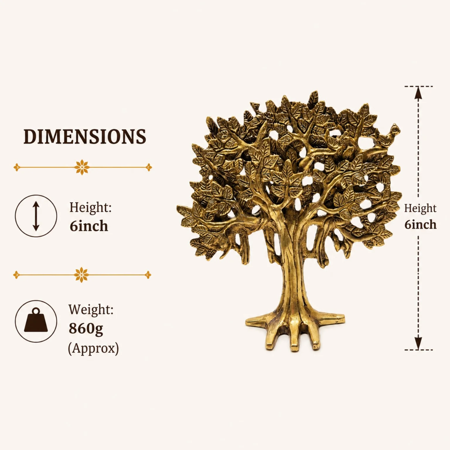 Brass Tree Showpiece – Stunning 6 Inch Decorative Tree | CraftyRootz - Image 3